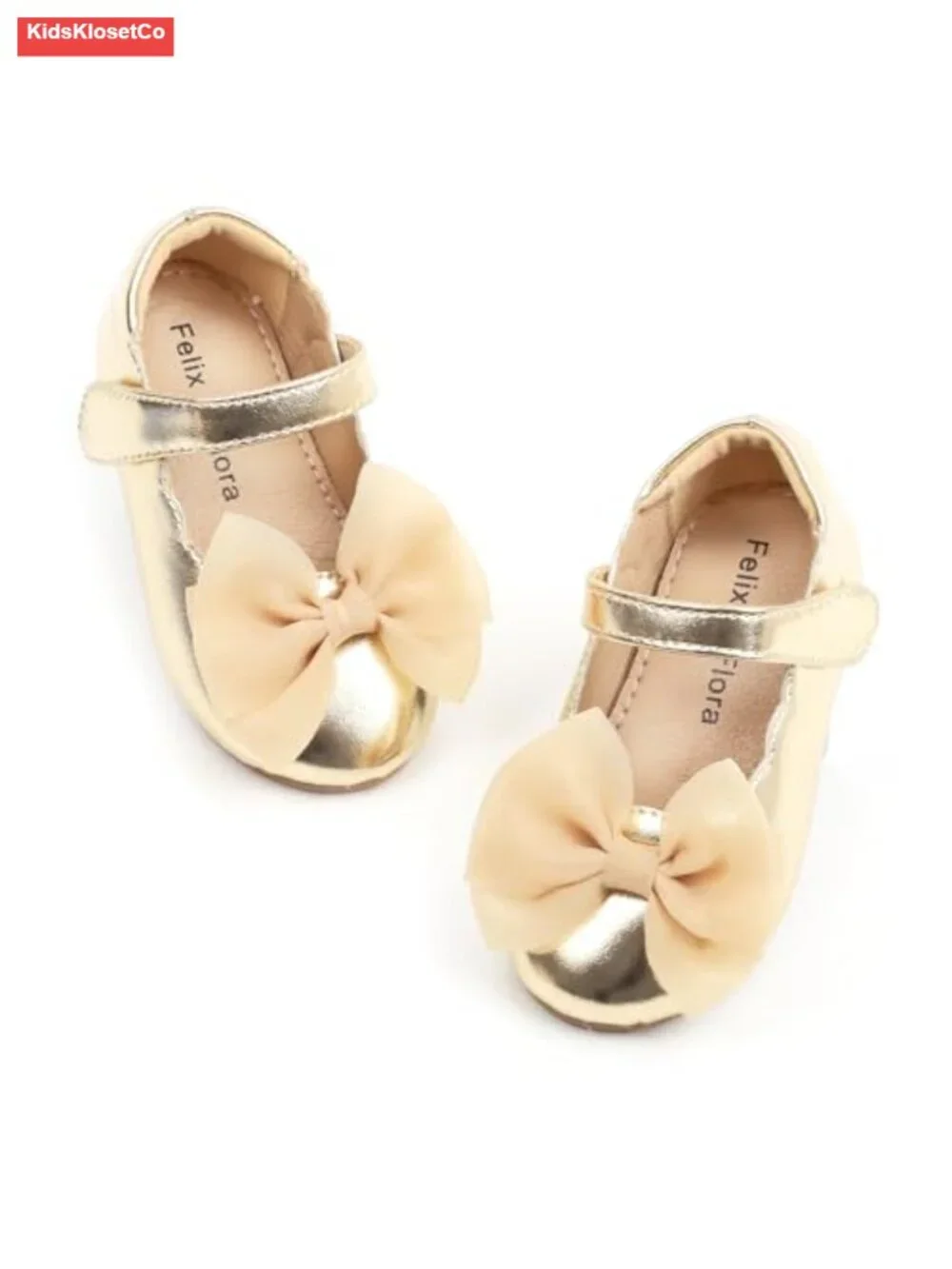 Toddler Girls Mary Jane Flats with Hook & Loop Closure, Cushioned Insole, Slip